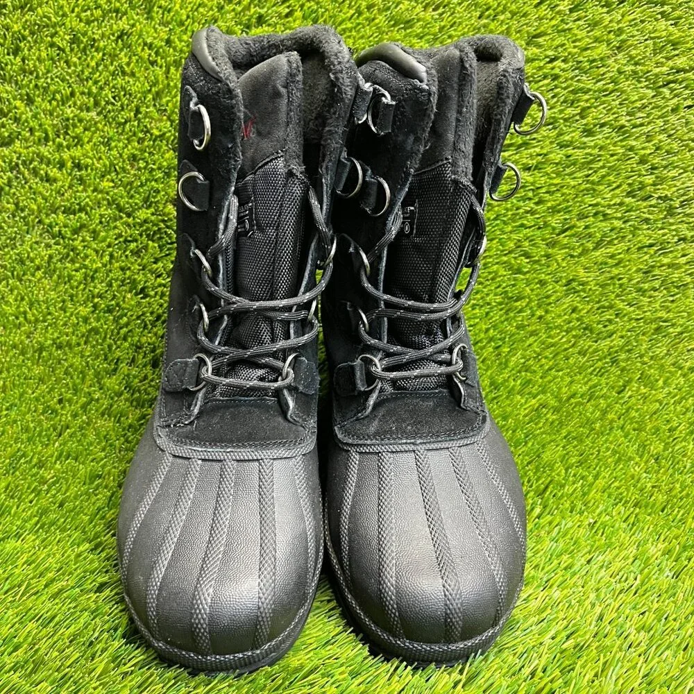 Nortiv 8 Mens Size 9 Black Outdoor Insulated Waterproof Work Winter Snow Boots